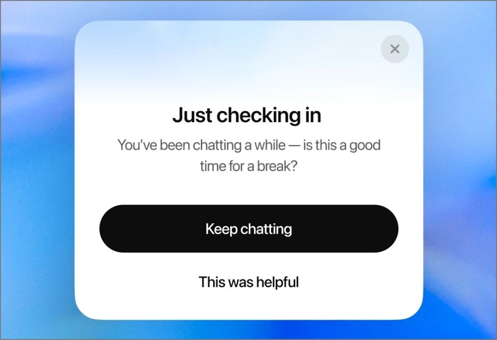"ChatGPT adds 'take a break' feature to limit long chats