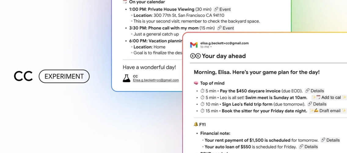 Google e-poçt vasitəsilə idarə olunan yeni "CC" süni intellekt köməkçisini təqdim etdi