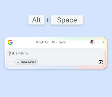 Google Windows üçün yeni süni intellekt axtarış panelini istifadəyə verdi