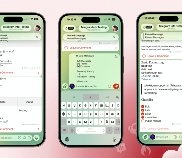 Telegram mətn formatlama üçün yeni alətləri test edir