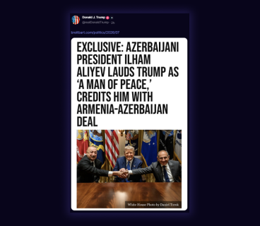 Tramp Prezident İlham Əliyevin Şuşa Forumunda çıxışı əsasında hazırlanmış materialı paylaşıb