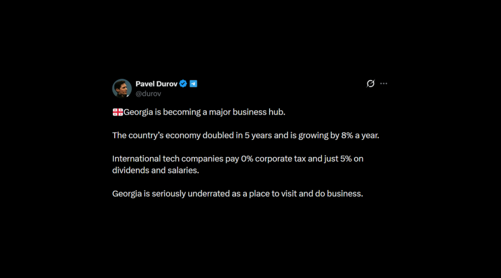 Pavel Durov: Gürcüstan biznes üçün ciddi dərəcədə dəyərləndirilməyən ölkədir