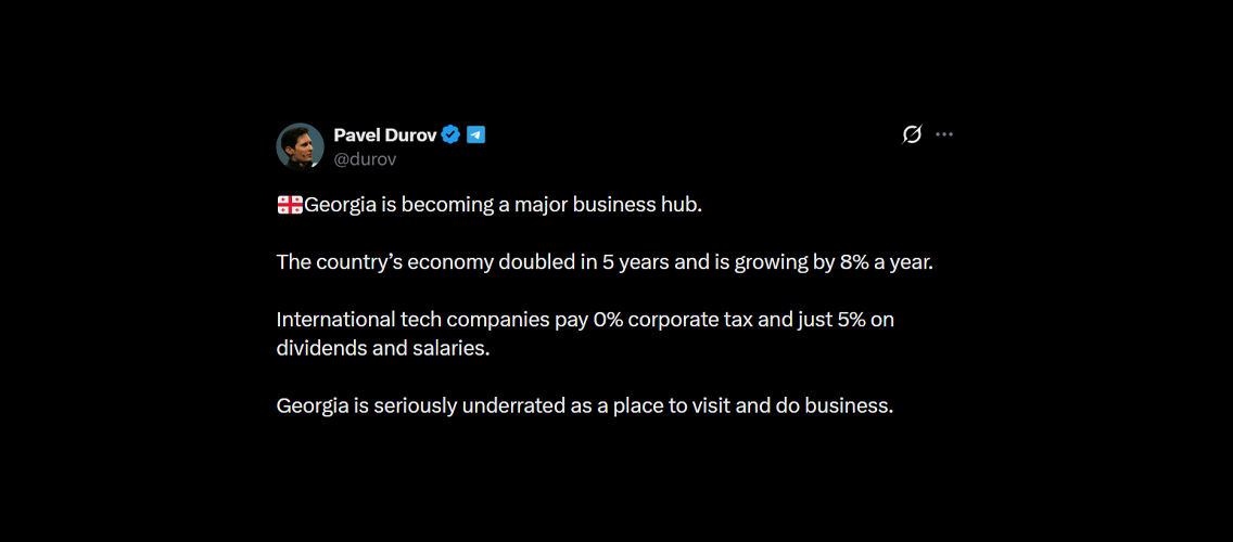 Pavel Durov: Gürcüstan biznes üçün ciddi dərəcədə dəyərləndirilməyən ölkədir