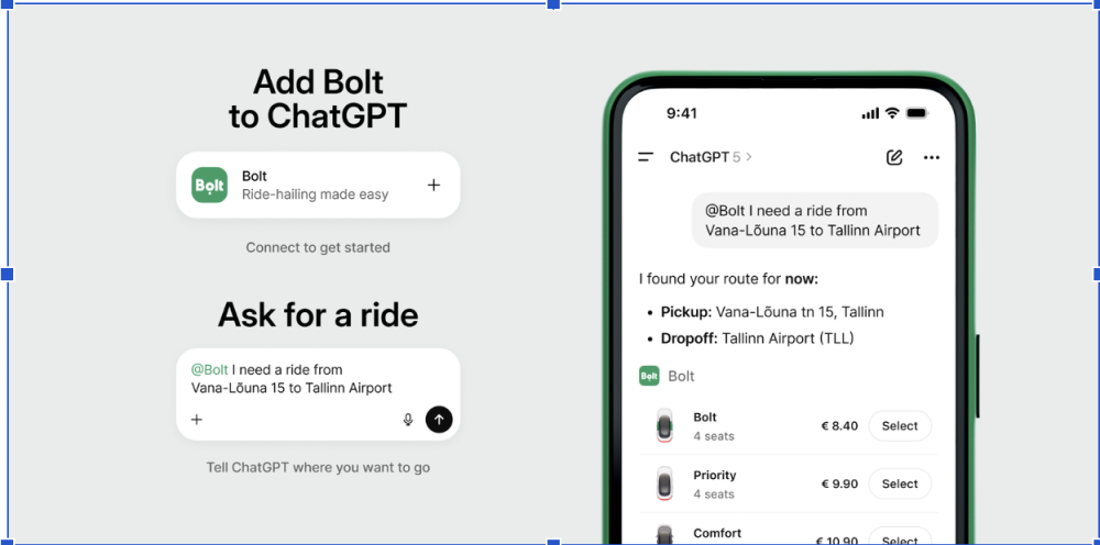 It is now possible to order Bolt via ChatGPT